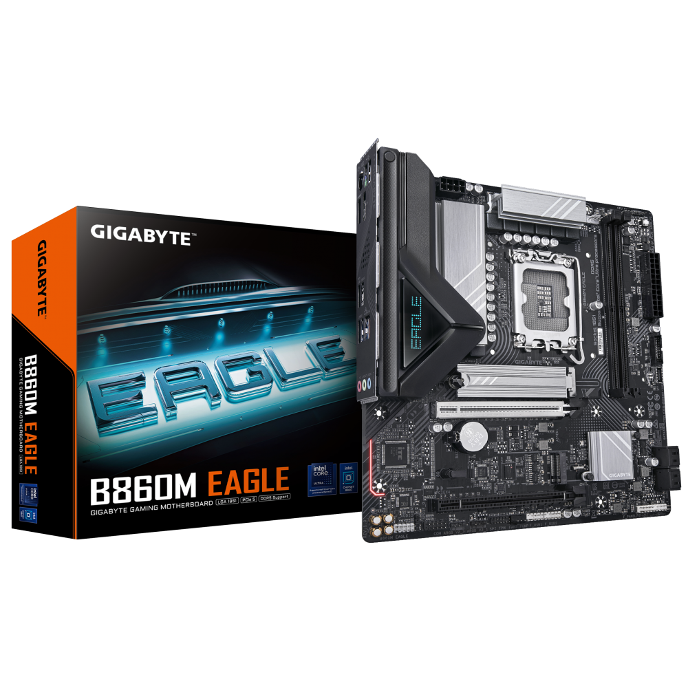 GIGABYTE B860M EAGLE Placa base - CPUs Intel Core Ultra, VRM de 6+1+2+1 fases, hasta 9066MHz DDR5, 1xPCIe 5.0 + 1xPCIe 4.0 M.2,