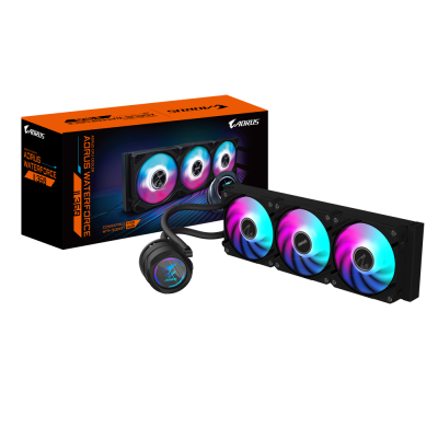 GIGABYTE AORUS WATERFORCE II 360 AIO Refrigerador de CPU líquido - 3x ventiladores ARGB de 120 mm, mecanismo de conexión desliz