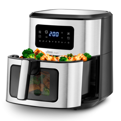 Ufesa 72805690 freidora Sencillo 6,5 L Independiente Freidora de aire caliente Negro, Acero