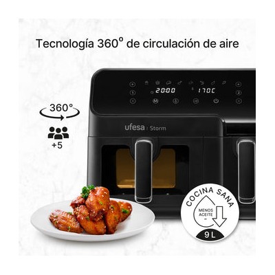 Ufesa Storm Doble 9 L 1700 W Freidora de aire caliente Negro