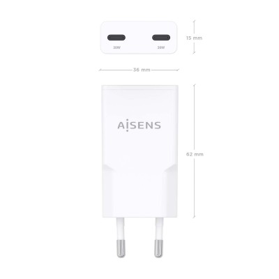 AISENS ASCH-30W2P048-W cargador de dispositivo móvil Cámara digital, MP3, MP4, Teléfono móvil, Navegante, Portátil, Consola de 