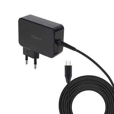 TooQ Cargador de portátil GAN USB-C PD 100W, Negro