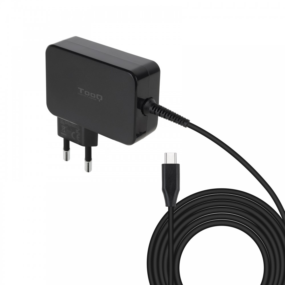 TooQ Cargador de portátil GAN USB-C PD 100W, Negro