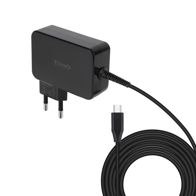 TooQ Cargador de portátil GAN USB-C PD 100W, Negro