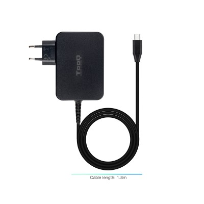 TooQ Cargador de portátil GAN USB-C PD 100W, Negro