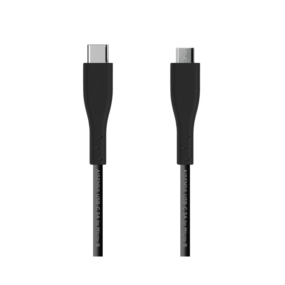 AISENS Cable USB 2.0 3A, tipo USB CM - micro BM, Negro, 1.0 m