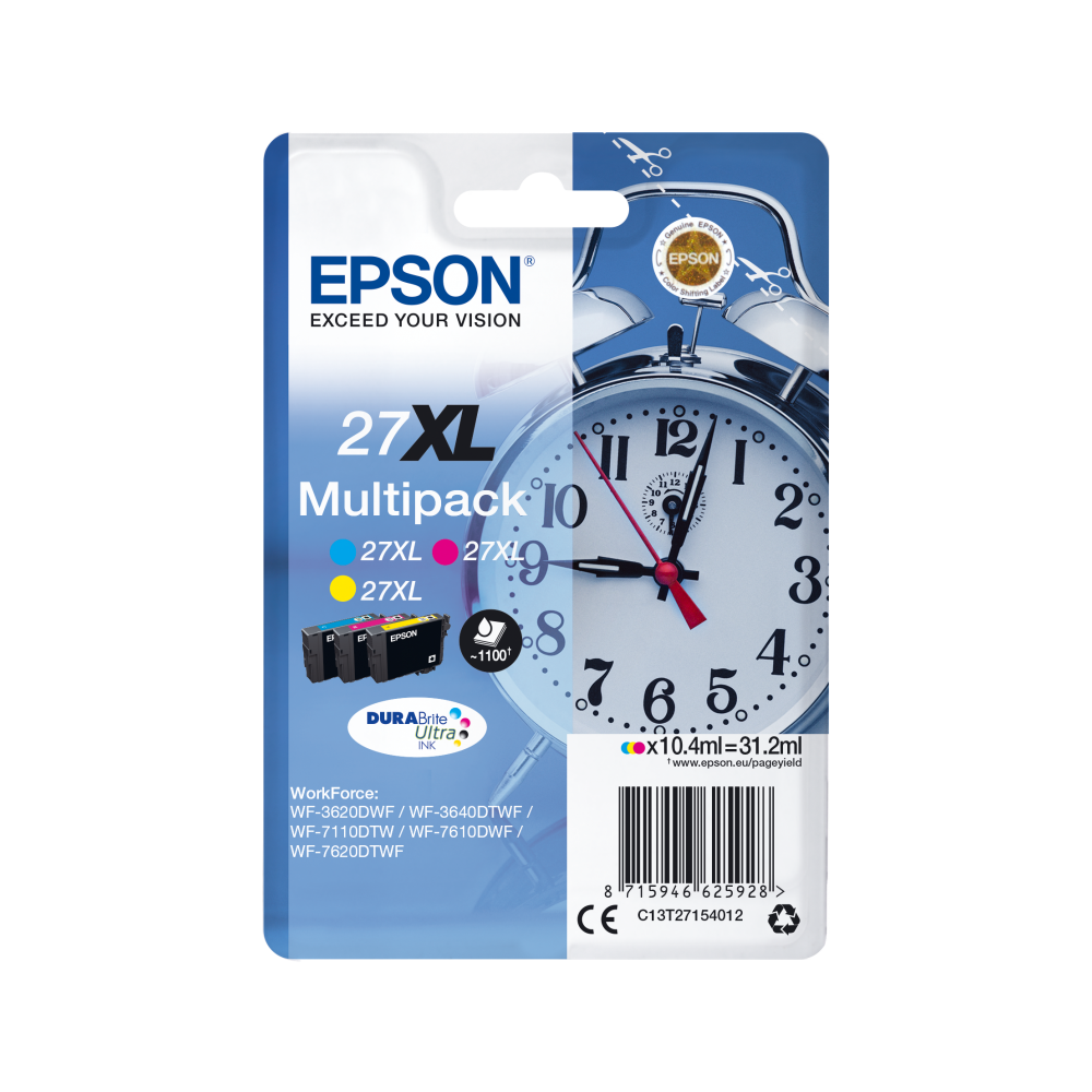 Epson Alarm clock Multipack 3-colour 27XL DURABrite Ultra Ink