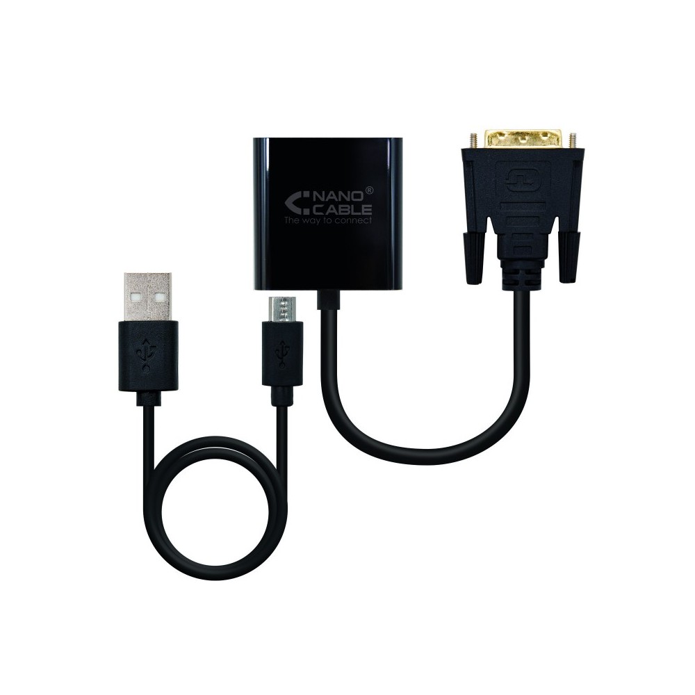 Nanocable Conversor DVI 24+1m A VGA HDB15h, Negro, 10 cm