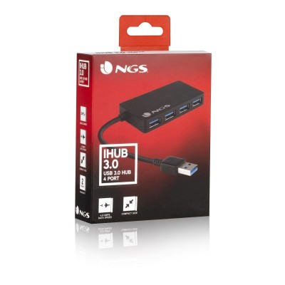 NGS iHub 3.0 USB 3.2 Gen 1 (3.1 Gen 1) Type-A 5000 Mbits Negro