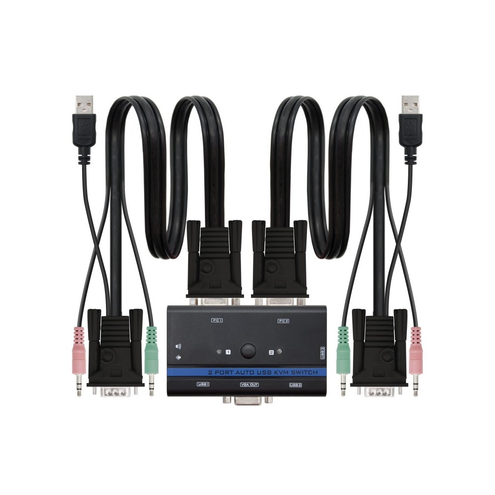 Nanocable KVM SWITCH VGA USB 1U-2PC+CABLE