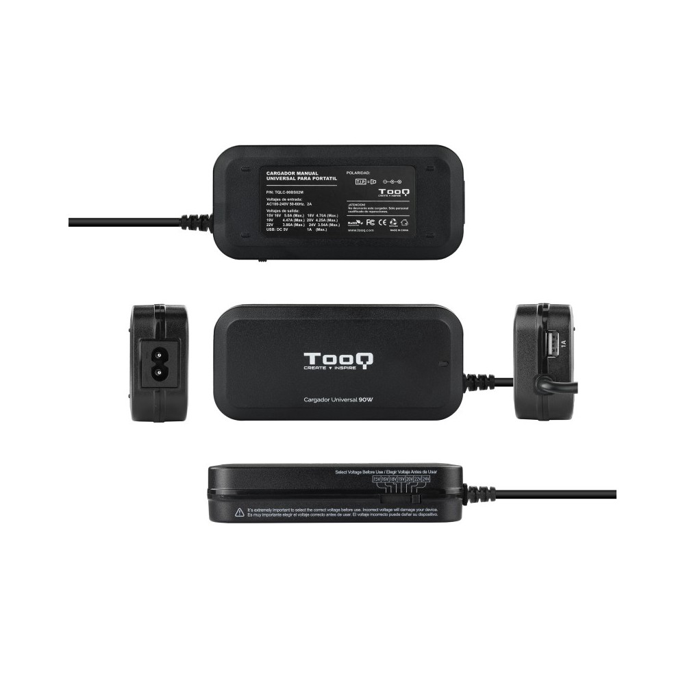 TooQ TQLC-90BS02M cargador de dispositivo móvil Videocámara digital, Cámara digital, MP3, Teléfono móvil Negro Corriente altern