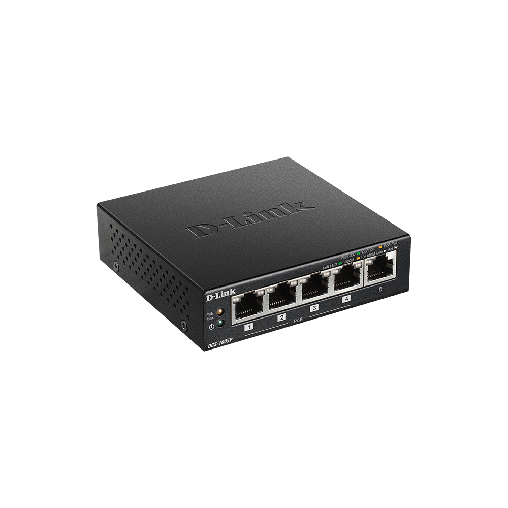 D-Link DGS-1005PE switch No administrado L2 Gigabit Ethernet (101001000) Energía sobre Ethernet (PoE) Negro