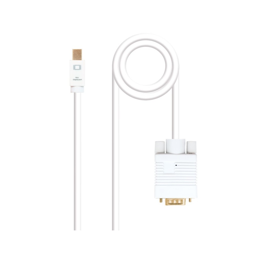 Nanocable Cable conversor Mini DP a VGA, Mini DPM - VGAM, Blanco, 2.0 M