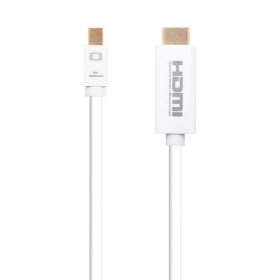 Nanocable Cable conversor Mini DP a HDMI, Mini DPM - HDMIM, Blanco, 5.0 M
