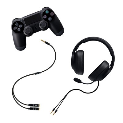 Nanocable Cable adaptador Audio Jack 3.5M 4pines - 2xJack 3.5H 3pines, negro, 30 cm