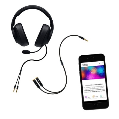 Nanocable Cable adaptador Audio Jack 3.5M 4pines - 2xJack 3.5H 3pines, negro, 30 cm