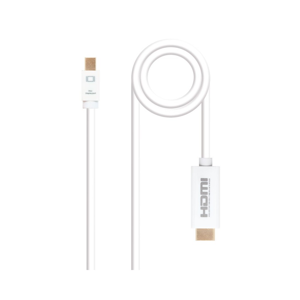 Nanocable Cable conversor Mini DP a HDMI, Mini DPM - HDMIM, Blanco, 2.0 M