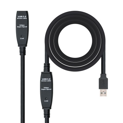 Nanocable Cable USB 3.0 prolongador con amplificador, tipo AM-AH, 15m